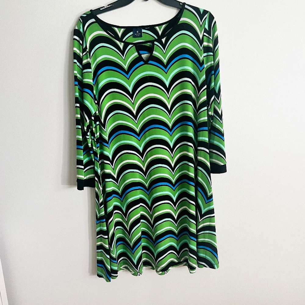 Kaari Green Multi-Color Striped Dress in Size 16